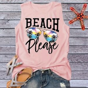New Pink Beach Please Tank Top Sz XL